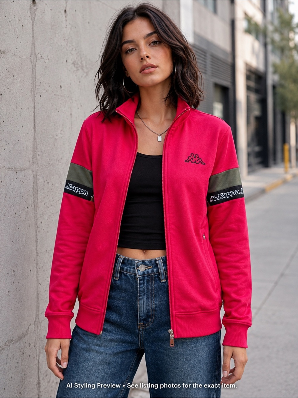 Kappa Women’s L Red Logo Tape Y2K Track Jacket Blokecore Streetwear